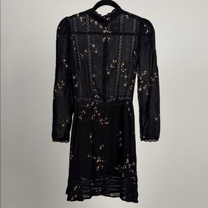 Reformation Black Dress with Pink Floral Pattern
